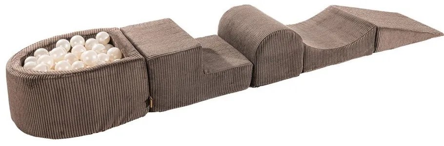 Brązowy sztruksowy piankowy plac zabaw 5 szt. wysokość 30 cm 250x45 cm Montessori – Meowbaby