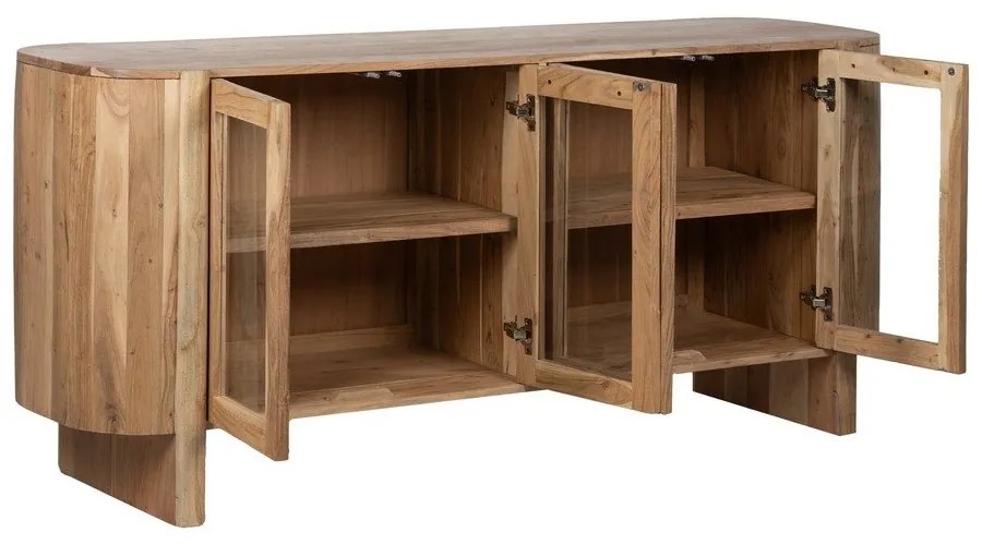 Witryna z litego drewna akacjowego w naturalnym kolorze 180x80x40 cm Creel – Ixia