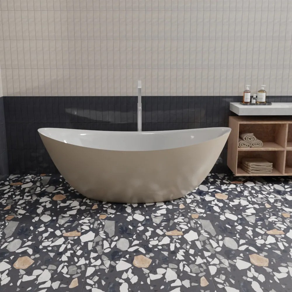 Massi Wanna wolnostojąca GO COLOR owalna 180 cm MODERN z przelewem : Wybierz swój kolor - róż MOLIS SALMON, Wykończenie - matowe