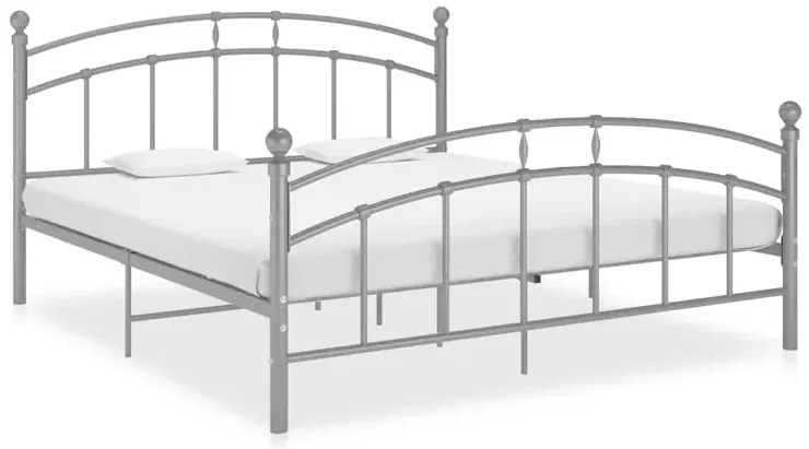 Popielate metalowe łóżko małżeńskie 160x200 cm K3-D19
