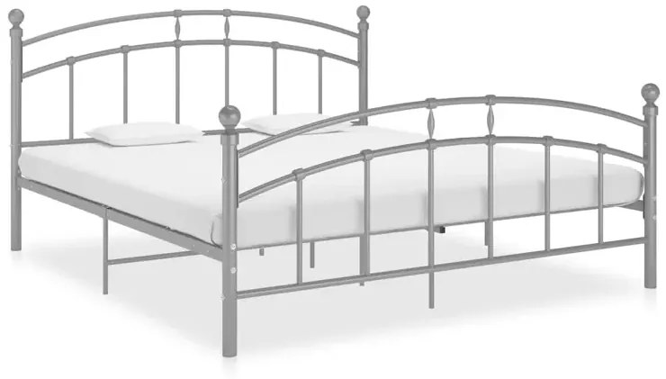Popielate metalowe łóżko małżeńskie 160x200 cm - Serafi