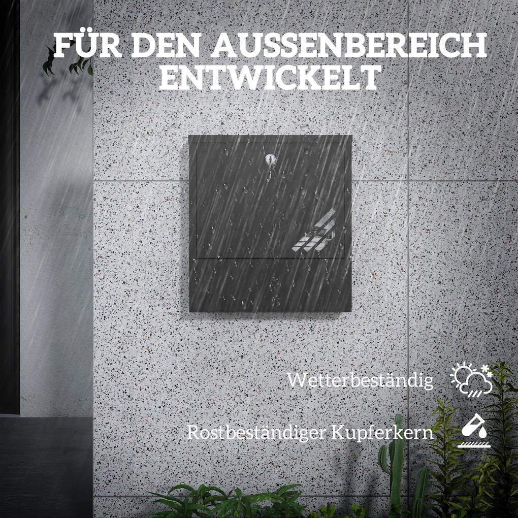 HOMCOM Skrzynka Pocztowa z Okienkiem, Montaż Ścienny, Zamykana, Odporna na Rdzę i Warunki Pogodowe, Szara