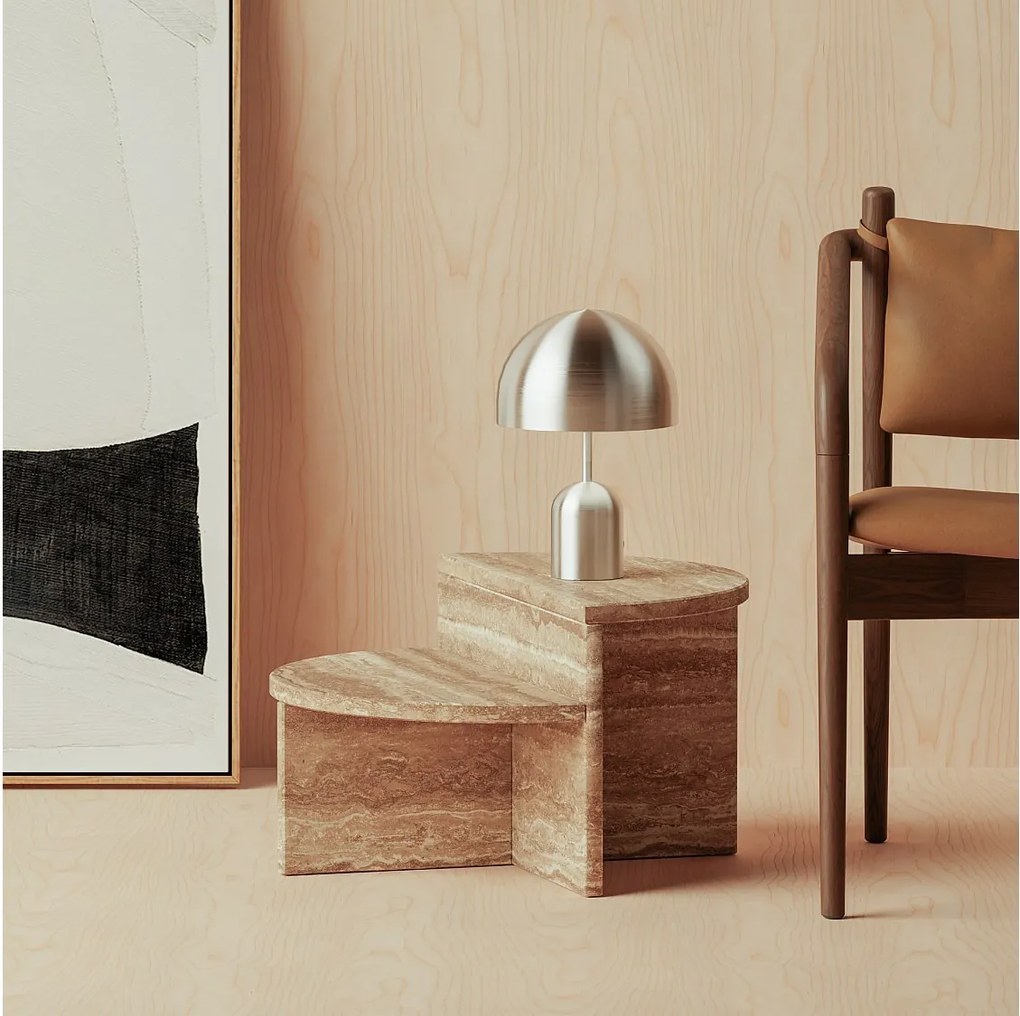 Stolik pomocniczy z trawertynu – orzech – Swan Low