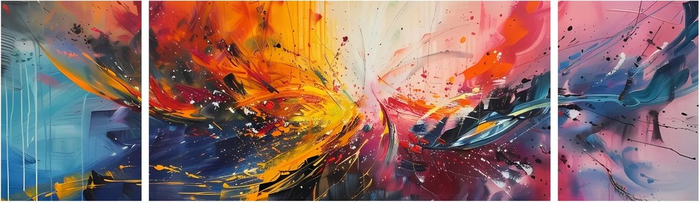 Obraz - Abstrakcja kolorów (170x50 cm)