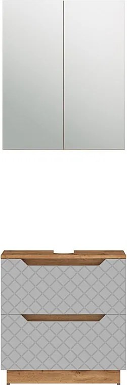 Zestaw mebli łazienkowych dąb/szary ze strukturą płytek 59.8x32x62.5 lotta