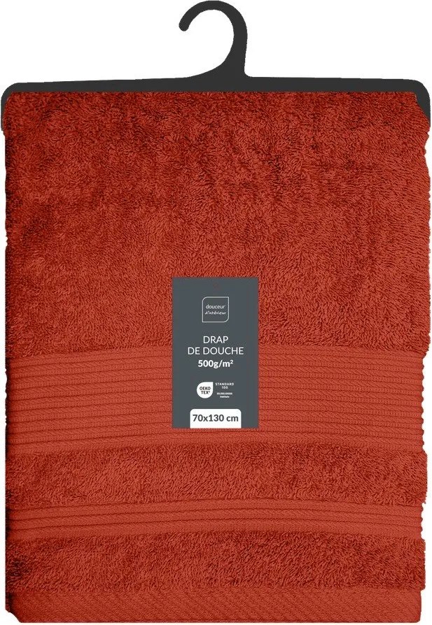 Ceglasty bawełniany ręcznik kąpielowy frotte 70x130 cm Tendresse – douceur d'intérieur