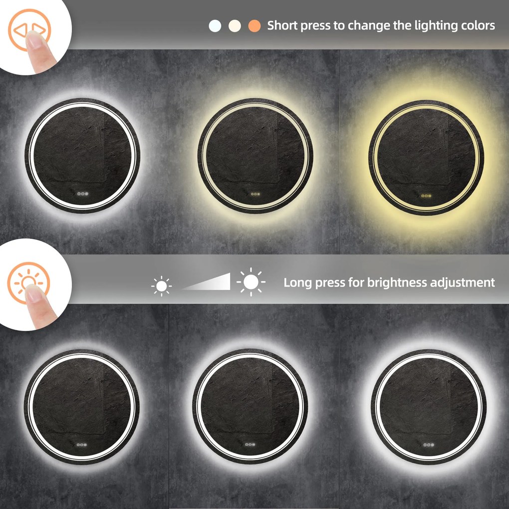 Lustro ścienne łazienkowe, okrągłe 60 cm, podświetlane srebrne DOVER 60