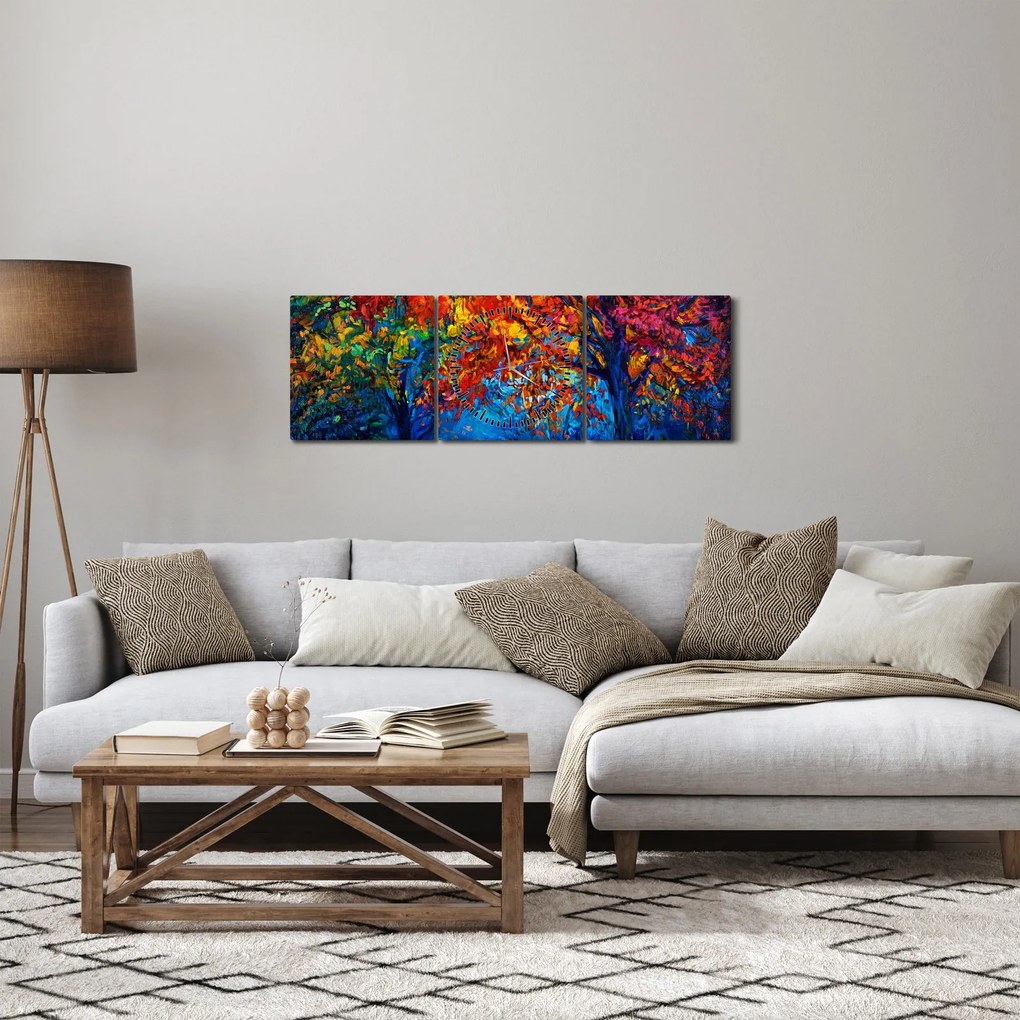 Obraz malowania natury (z zegarem) (90x30 cm)