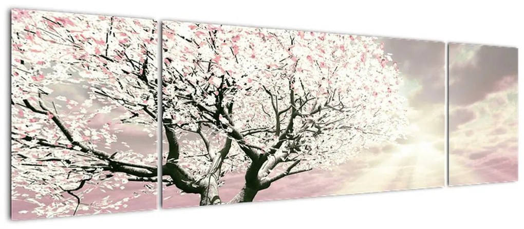 Obraz różowego drzewa (170x50 cm)