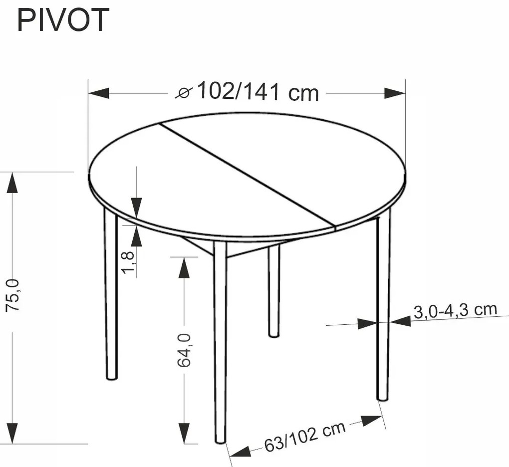Stół rozkładany PIVOT 102(142)x102 kaszmirowy/dąb naturalny HALMAR