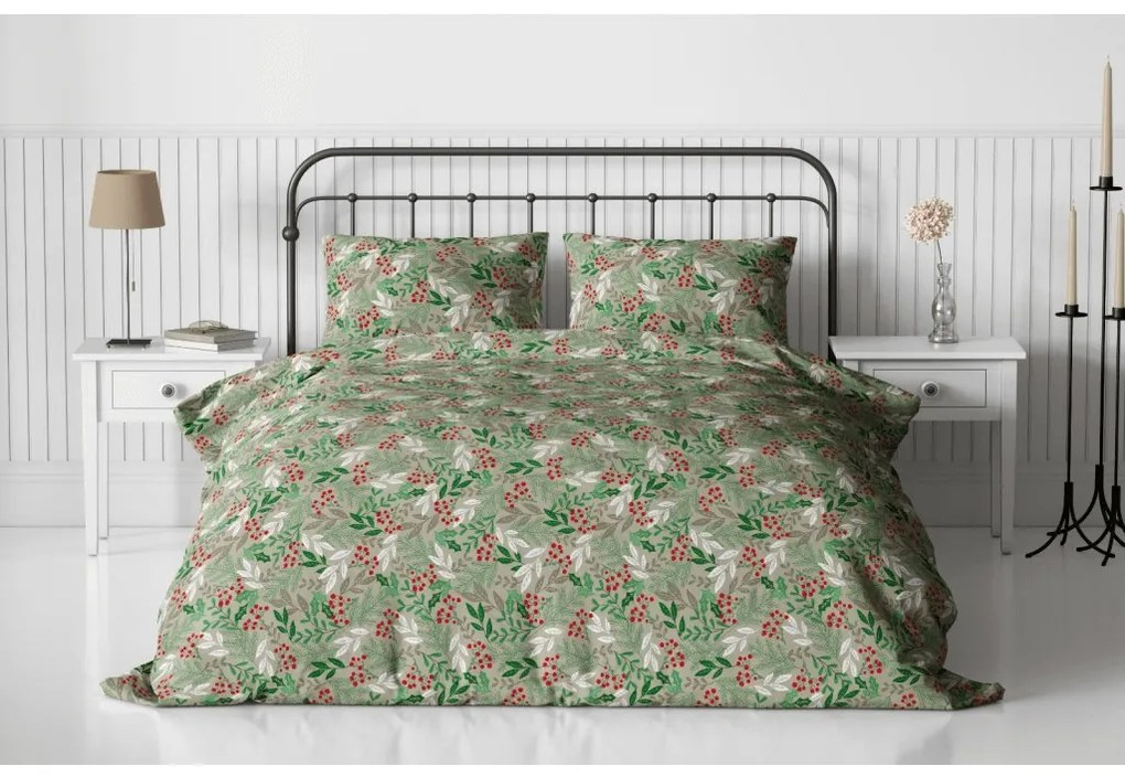 PrzytulneMieszkanie.pl PrzytulneMieszkanie.pl Flanelowa pościel PINEFLOR zielona Rozmiar pościeli: 70 x 90 cm | 140 x 200 cm