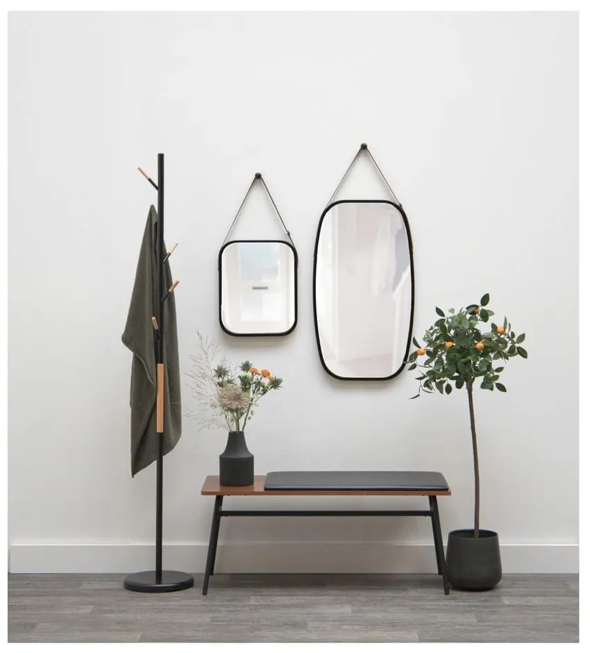 Lustro ścienne w czarnej ramie PT LIVING Idylic, dł. 40,5 cm