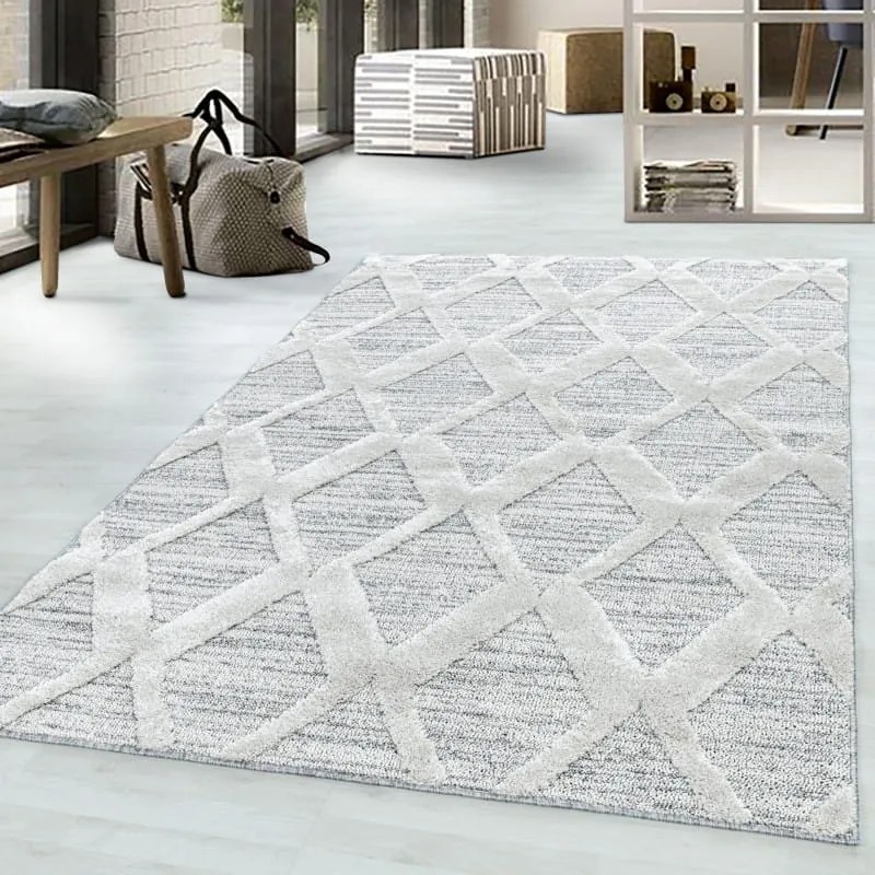 Dywan nowoczesny Pisa 3D Romby szaro-kremowy 160 cm x 230 cm