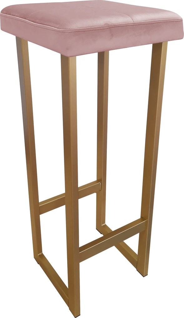 Hoker ALEX krzesło barowe tkanina Welur podstawa metalowa : Kolor Stelaża - Złoty, Kolor tkaniny - VELVET - MG58, Wysokość - 90 cm