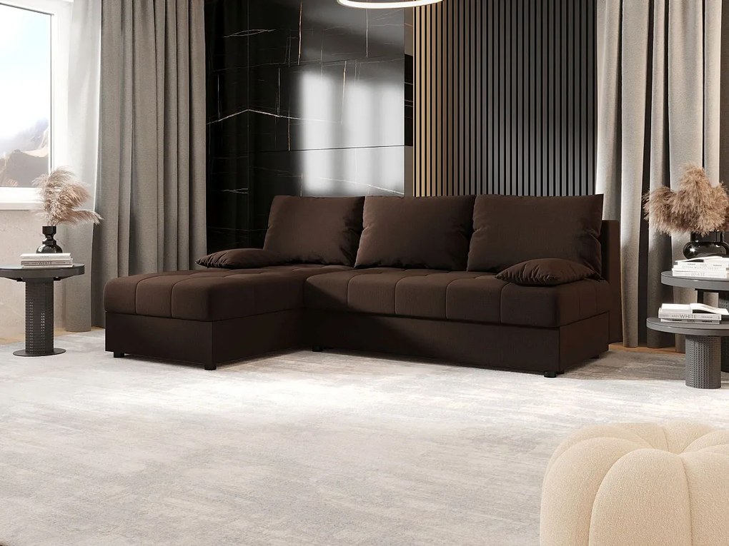 BEDANTE Narożnik MOS L Cosmic 800 Brązowy Lewy z funkcją spania, sofa w kształcie L z pojemnikiem, kanapa rozkładana