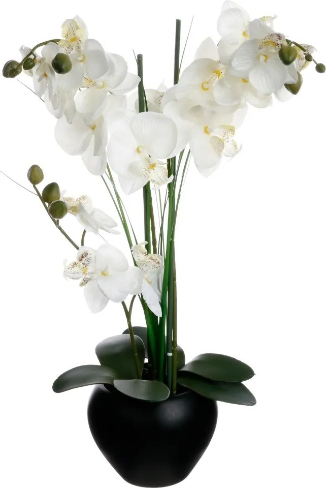 Sztuczny storczyk w czarnej doniczce, 50 cm
