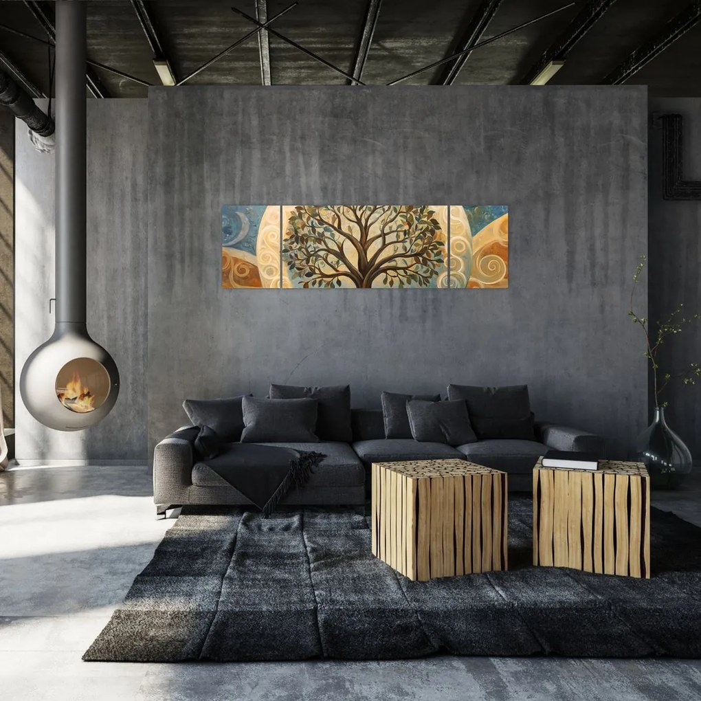 Obraz – Drzewo życia i spirale (170x50 cm)