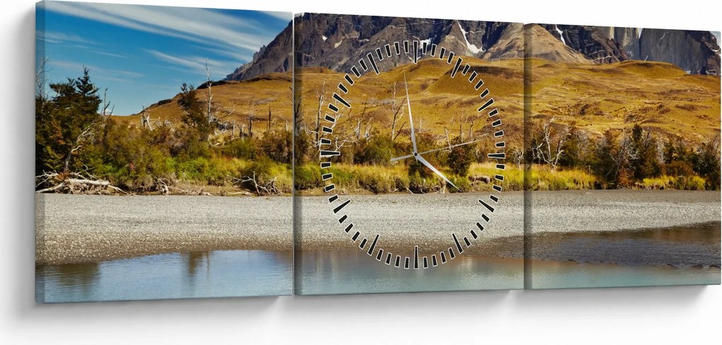 Obraz - Park Narodowy Torres del Paine (z zegarem) (90x30 cm)