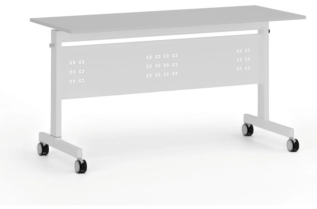 Mobilny stół PRIMO MOBI, 1400 x 600 mm, podstawa biała, szary