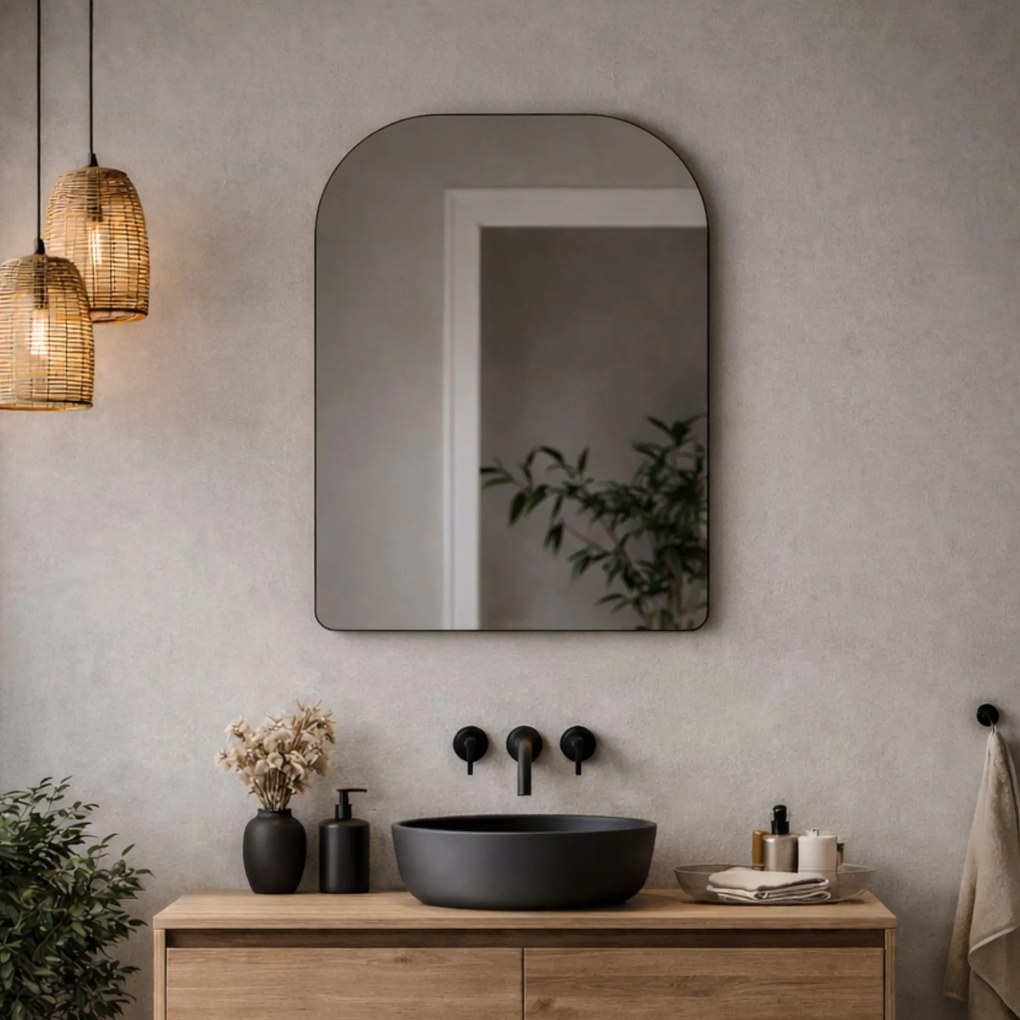 Lustro portalowe oszlifowane bez podświetlenia ROUND Soft | Różne rozmiary | Różne kolory : Kolor tafli szkła - Srebrny, Rozmiar - 100 x 200 cm