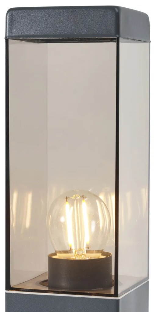 Zewnetrzna Lampa zewnętrzna ciemnoszara z przydymionym szkłem 45 cm IP44 z gniazdem i czujnikiem ruchu - Malios Nowoczesny Oswietlenie zewnetrzne
