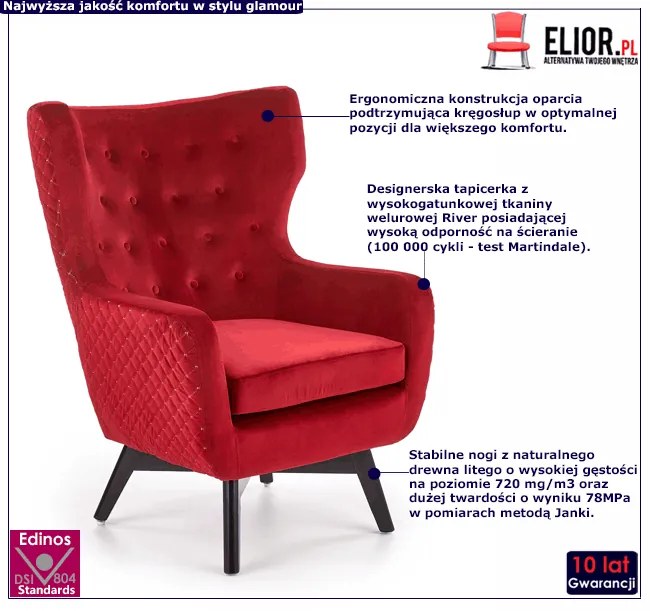 Fotel uszak welurowy F8-S60