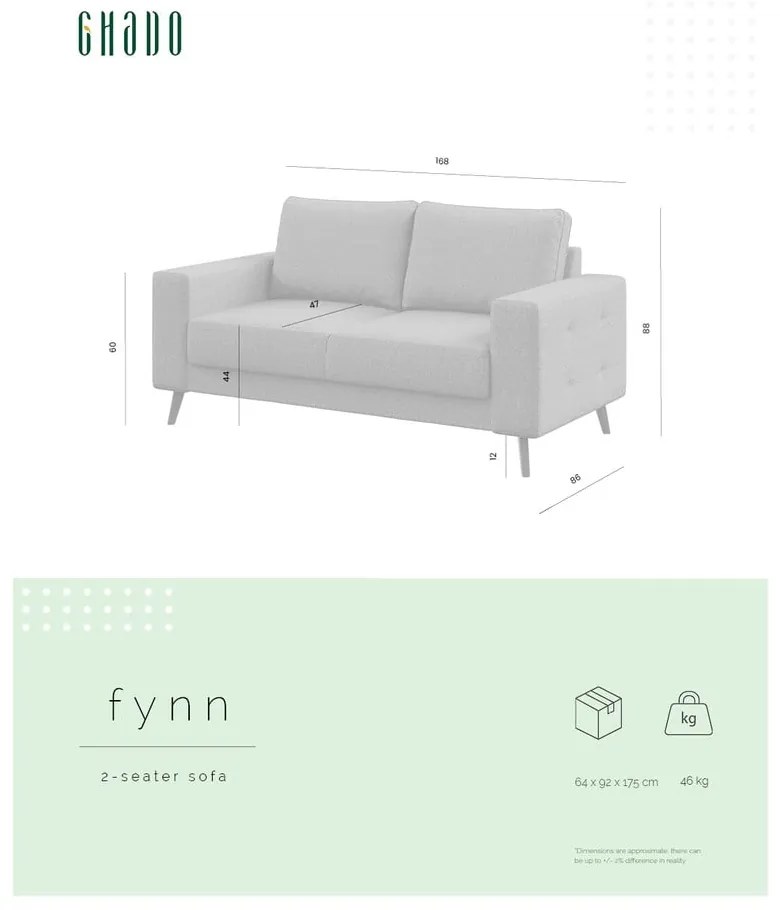 Szara sofa 168 cm Fynn – Ghado