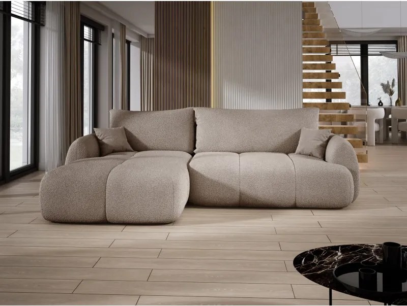 Narożnik COCO z funkcją spania, poduszkami i pojemnikiem NowOrNever 16 Cappucino