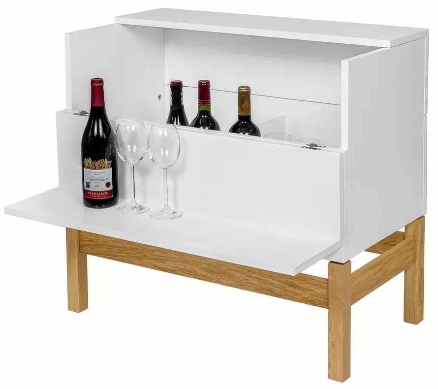 Biały barek na naturalnymi elementami 75x70 xm Woodman Grande