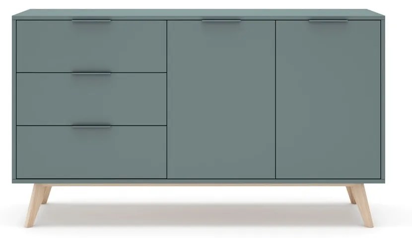 Zielonoszara niska komoda 140x81 cm Pisco – Marckeric