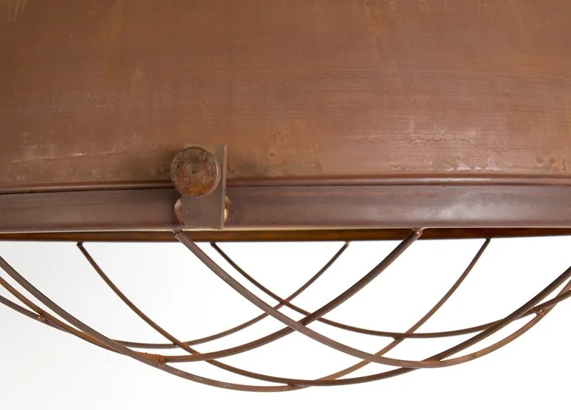 Industrialna lampa wisząca rdzawo-brązowa ze złotym wnętrzem - Engine