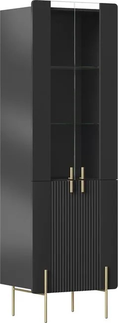 Witryna Malmi 60 cm - czarny mat / złote nóżki
