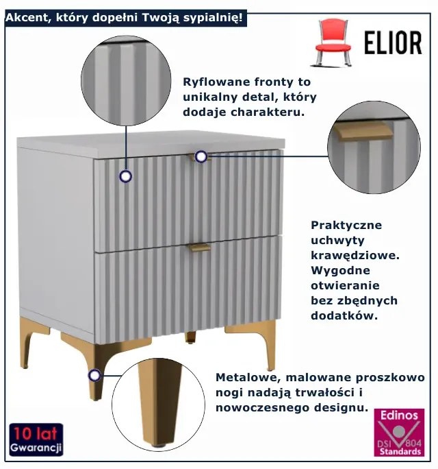 Popielata szafka nocna na nóżkach C9-W19