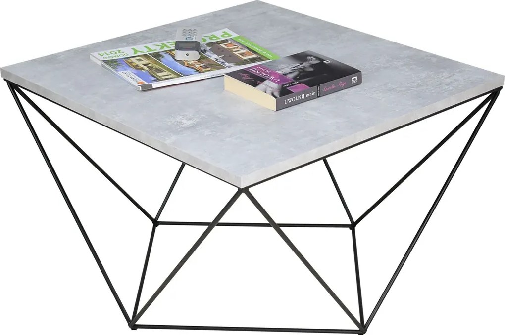 Kwadratowy stolik kawowy beton + czarny D5-L20