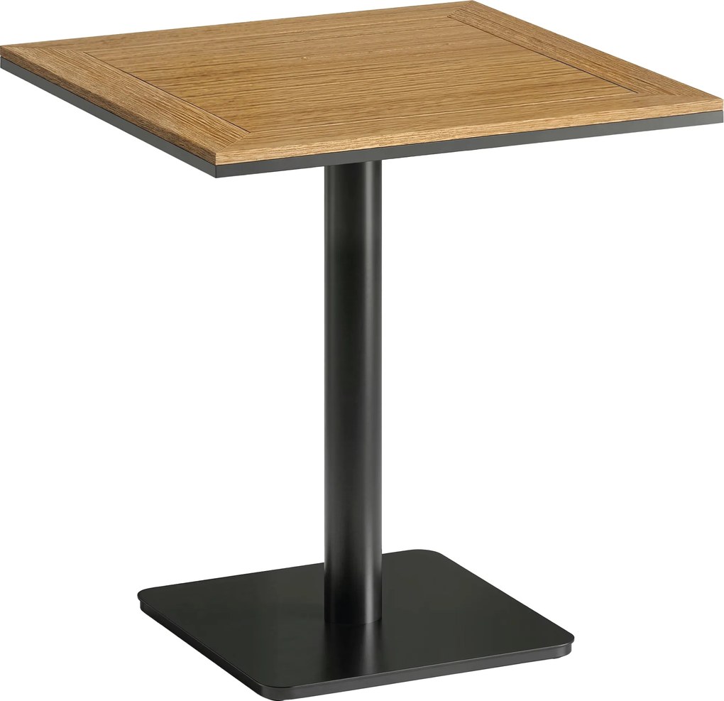 Outsunny Stół balkonowy 70 x 70 cm odporny na warunki atmosferyczne z blatem w wyglądzie drewna, szeroka podstawa, kwadratowy, naturalne drewno | Aosom PL