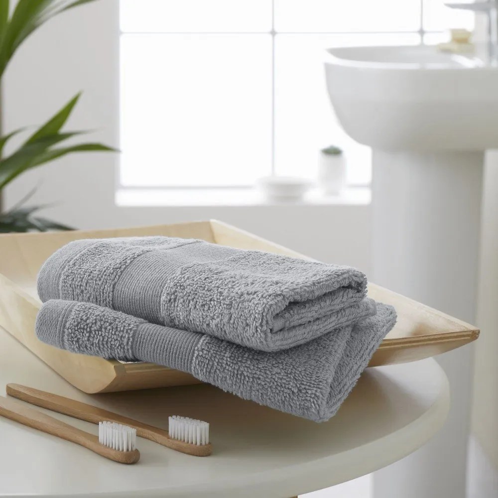 Jasnoszare bawełniane ręczniki frotte zestaw 2 szt. 30x30 cm Anti-Bacterial – Catherine Lansfield