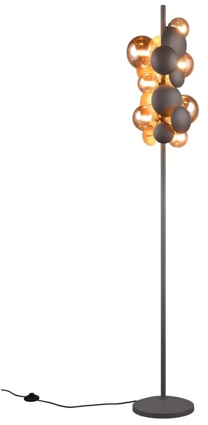 Lampa stojąca w szaro-złotym kolorze ze szklanym kloszem (wys. 155 cm) Bubble – Trio Select