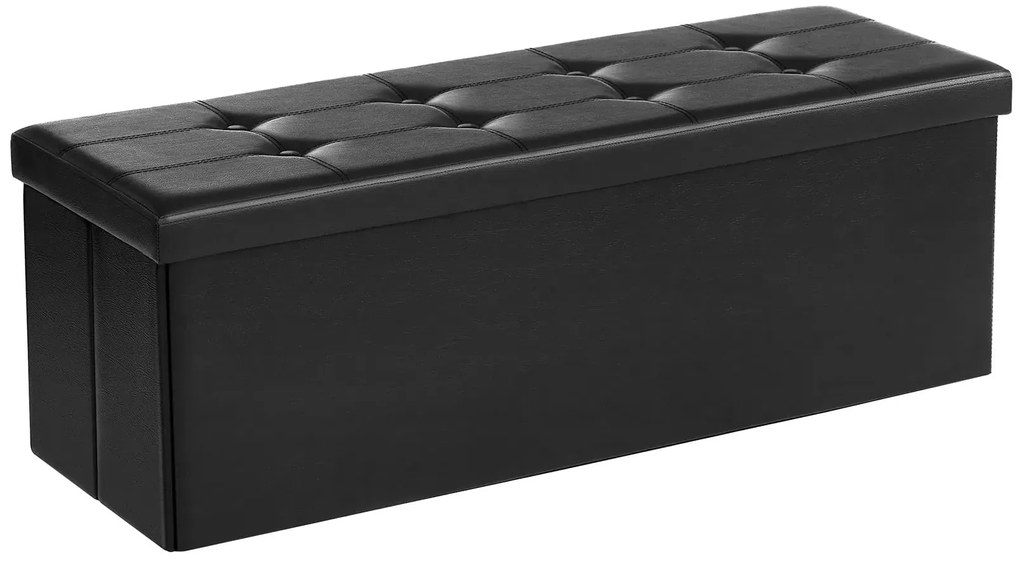 Czarna skórzana pufa z guzikami K0-N95