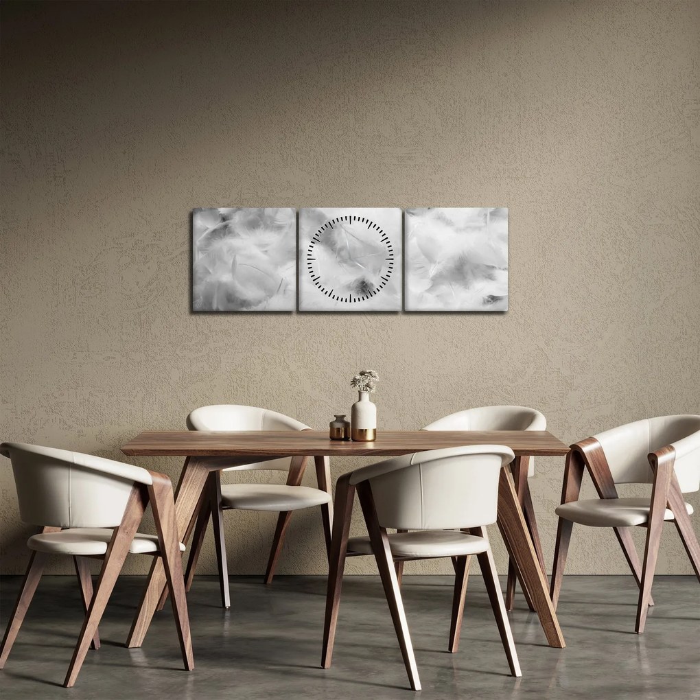 Obraz - Chmury piór (z zegarem) (90x30 cm)