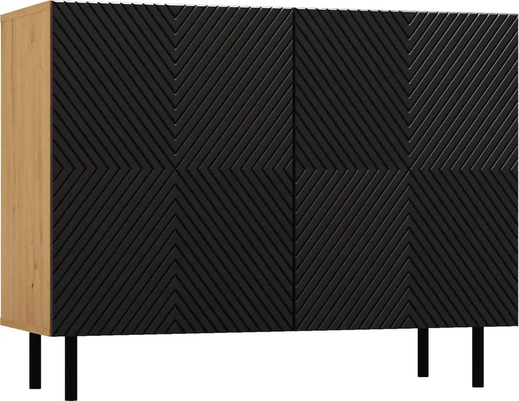 Czarna ryflowana komoda pod telewizor H1-A36