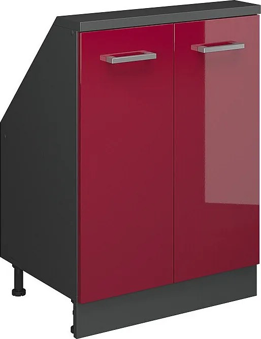 Szafka kuchenna na dach skośny czerwony połysk 60x46x81.6 r-line