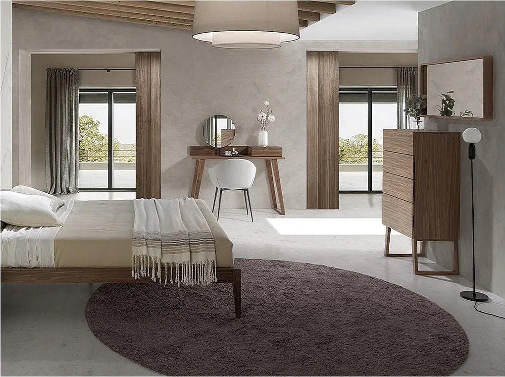 Prostokątne lustro ścienne z orzecha włoskiego 3035 ANGEL CERDA