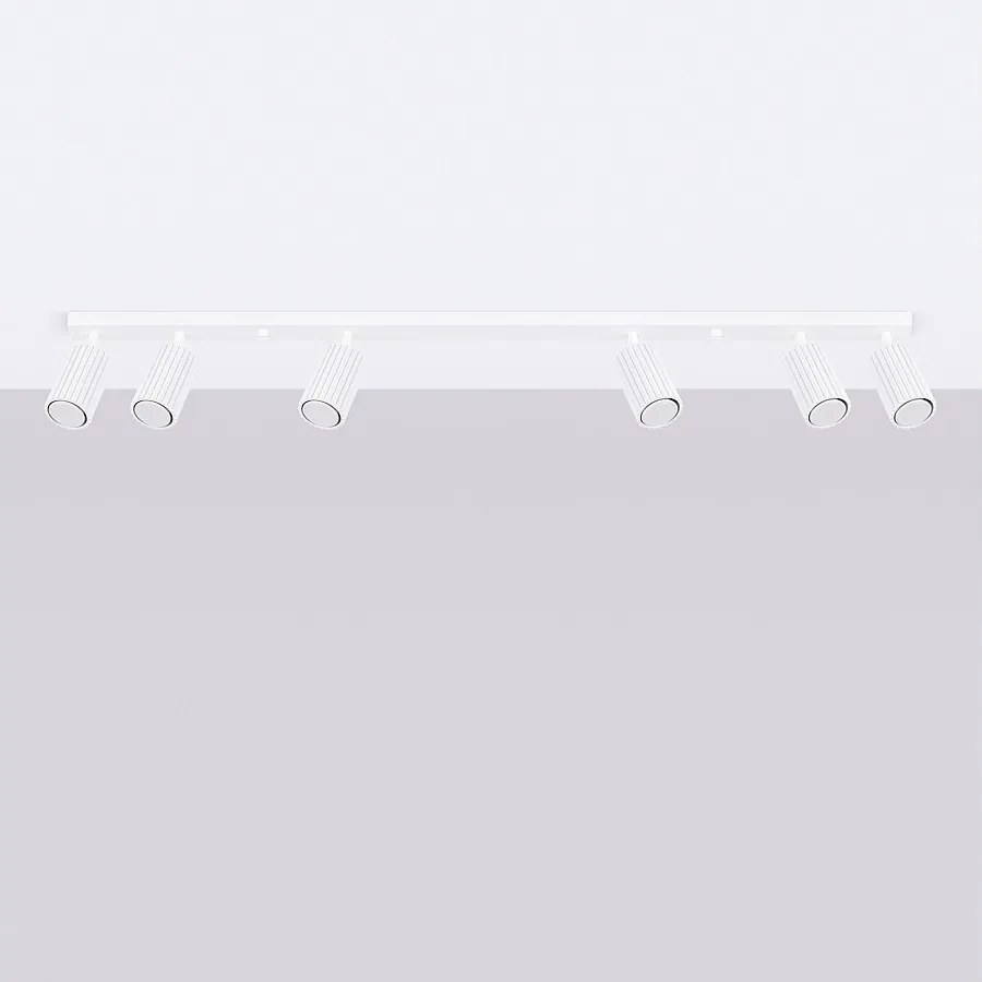 Lampa sufitowa minimalistyczny Gloow, aluminium - 6 źródło światła 4000K - L.117 x H.16.5 cm - biały