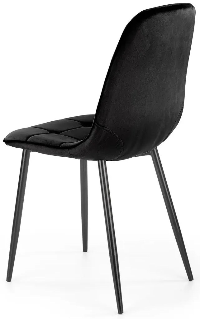 Czarne welurowe krzesło z pikowaniem ZannoT6-Z14