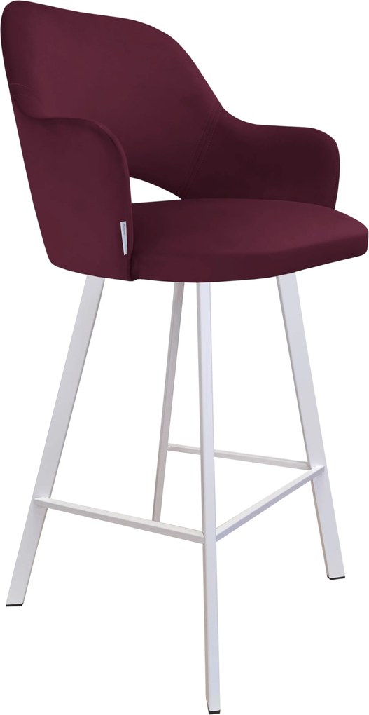 Hoker Milano krzesło barowe tkanina Welur podstawa metalowa : Kolor nogi - Biały profil, Kolor tkaniny - VELVET - MG02, Typ siedziska - Siedzisko stałe