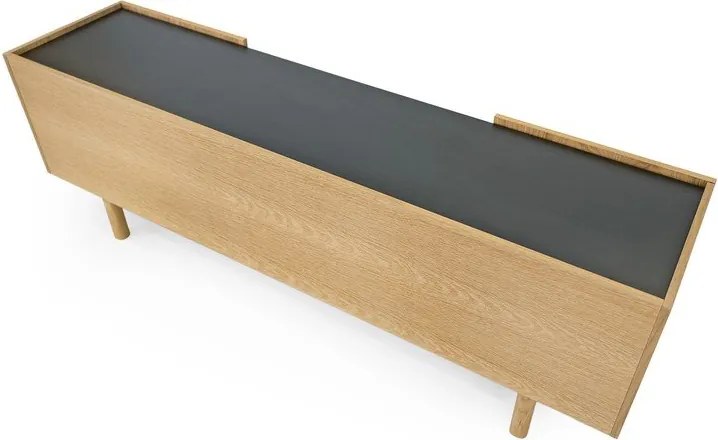 Czarno-naturalna szafka pod TV w dekorze dębu 175x60 cm Porto – Woodman