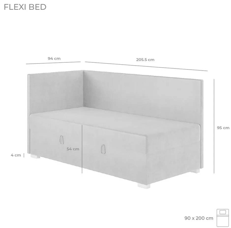 Beżowe narożne łóżko dziecięce ze schowkiem i materacem 90x200 cm Flexi – Ghado