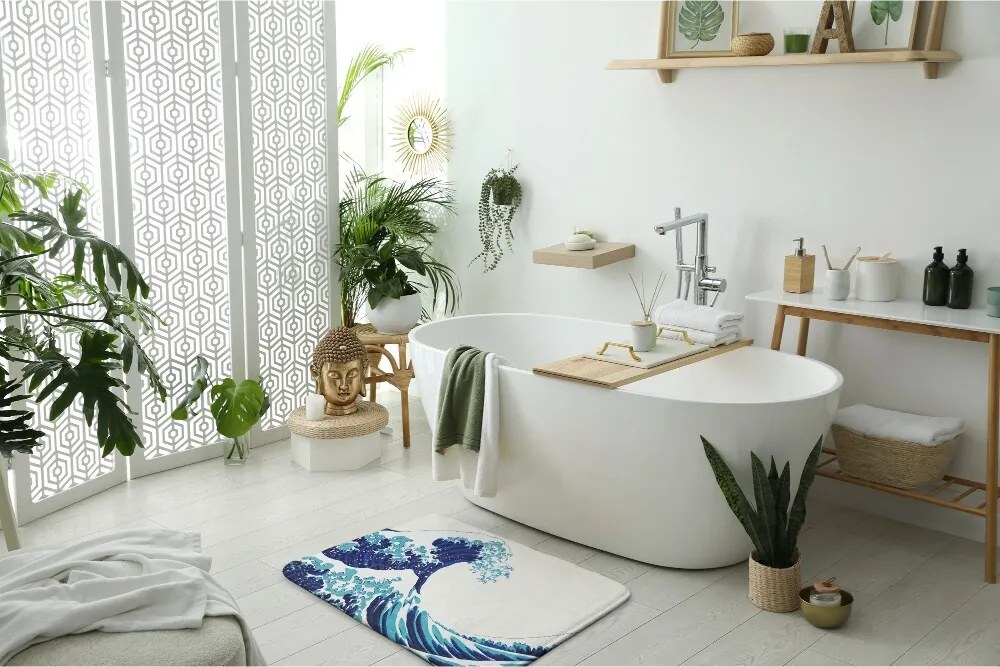 Antypoślizgowy dywanik łazienkowy Antypoślizgowy dywanik łazienkowy Fala Ocean Morze