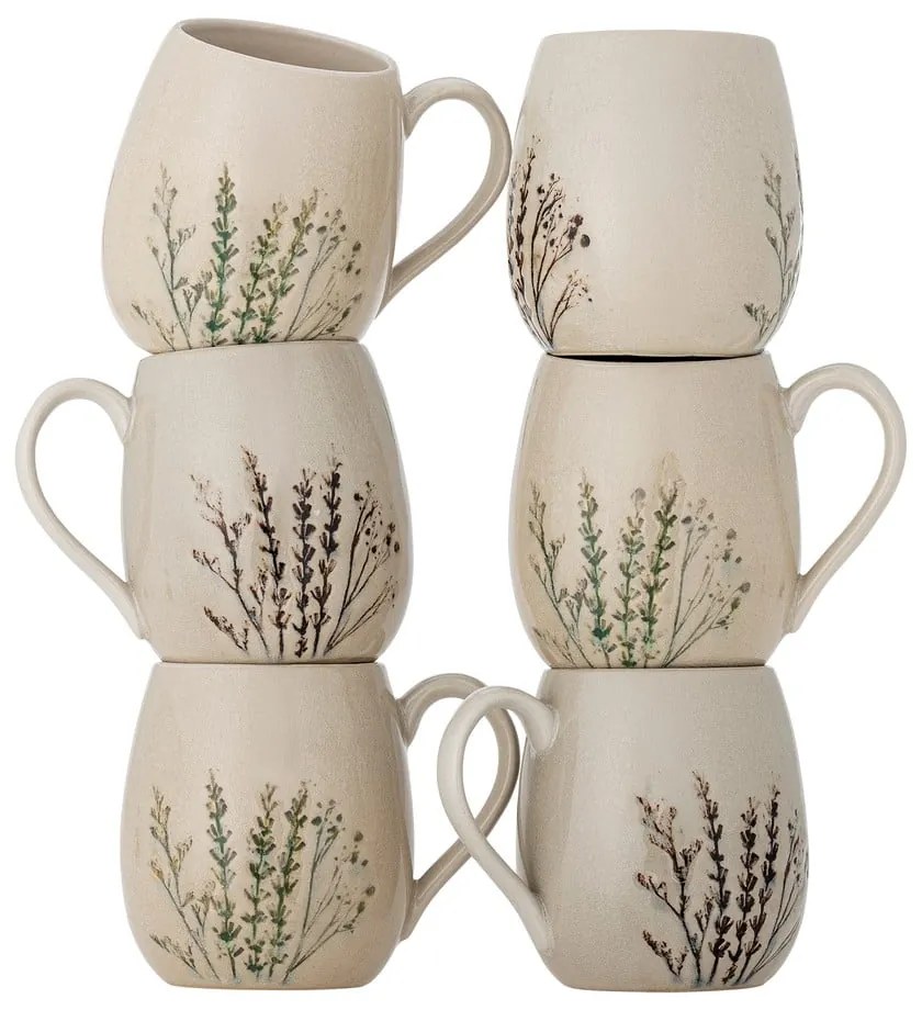 Beżowe kamionkowe kubki zestaw 6 szt. 400 ml Bea – Bloomingville