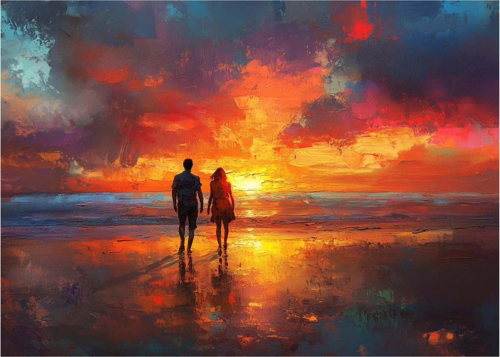 Obraz - Spacer po plaży (70x50 cm)